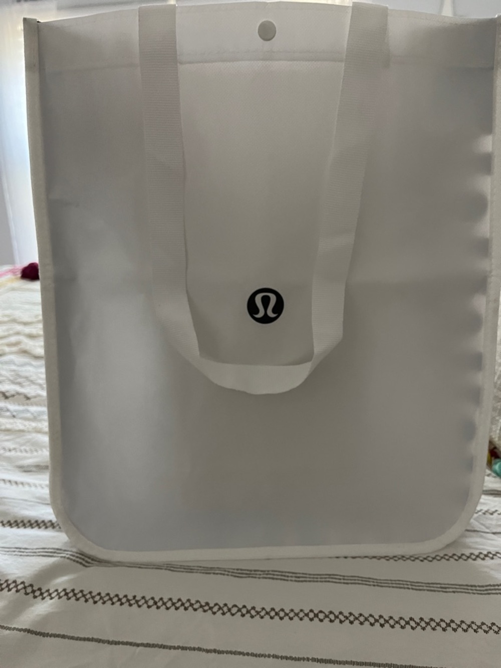 lululemon athletica White Tote Bag with Black Logo
